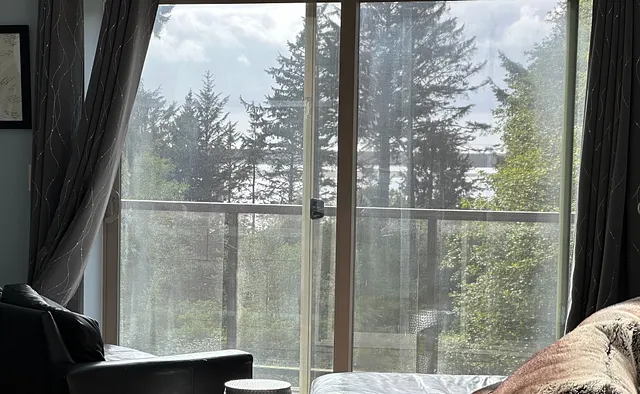 Bedroom view with morning coffee