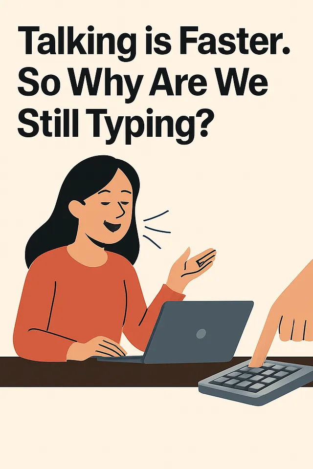 Symbolic image of talking versus typing speed in the digital age